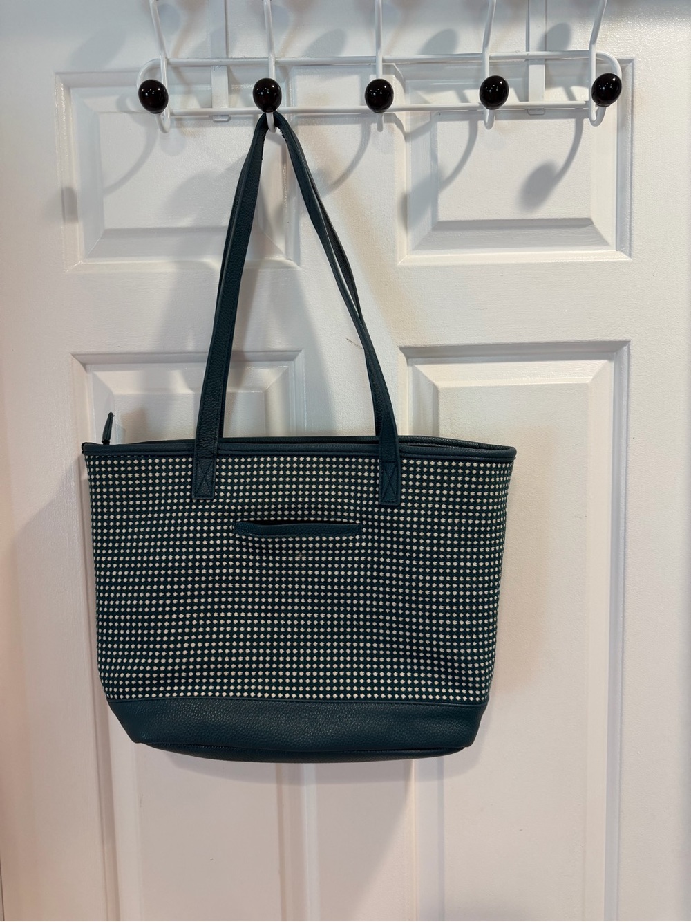 thirty-one Teal and White Small Dot Tote